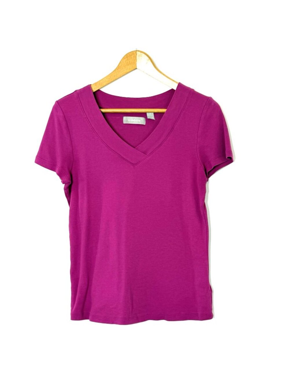 Liz Claiborne Short Sleeved V Neck T Shirt Knit Top Womens size Medium Pink
